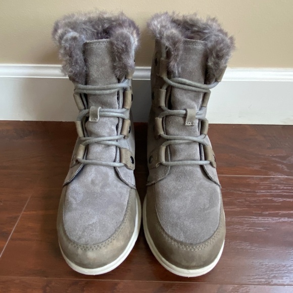 Sorel Explorer Joan Suede Waterproof Quarry Gray Boots Size 8 - Picture 3 of 14